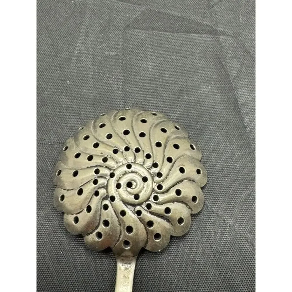 Antique NF Nickel Silver Co Julep Strainer Bon Bon Nut Spoon Scalloped Shell 4